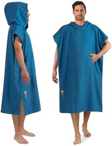 SUN CUBE Surf Poncho Changing Robe with Hood, Quick Dry Microfiber Wetsuit Changing Towel for Surfing Beach Swim Outdoor Sports Men, Absorbent Wearable Towel Cover Up with Pocket, Turquoise Sea Blue