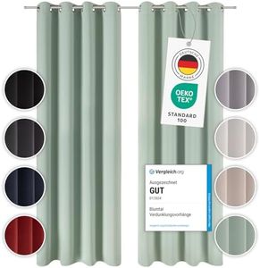 Blumtal Verdunklungsvorhänge 2er Set - Thermovorhang Kälteschutz - Vorhang blickdicht mit Ösen - Gardinenschals mit Schlaufen - Thermovorhang Fenster - Gardinen 225x140 cm - Wohnzimmer Gardinen - Grün