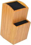 Bamboo Universal Knife Block - Extra Large Two-tiered Slotless Wooden Knife Stand, Organizer & Holder - Convenient Safe Storage for Large & Small Knives & Utensils - Easy to Clean Removable Bristles