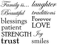 Innovative Stencils Family Quote Words Vinyl Wall Sticker Picture Frame Wall Family Room Art Decoration #1332, Set of 12 (Matte Black)