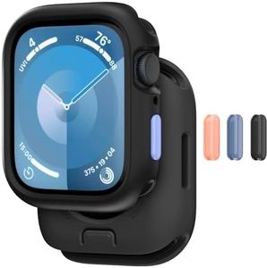 MAGEASY Protective Case for 45mm Apple Watch Series 9, Series 8, Series 7 | Shockproof Silicone Bumper, Skin - Midnight Black