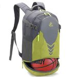 35L Basketball Backpack Large Sports Bag with Separate Ball compartment, for Basketball Soccer Volleyball Swim Gym Travel (Light Green)