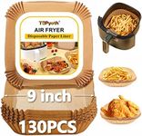 Air Fryer Disposable Paper Liner - 9 Inch Square 130PCS/200PCS 7.9 Inch Round Air Fryer Parchment Paper Liners,Air Fryer Liners Non-Stick Oil Resistant,Waterproof(130PCS-9 Inch Square)