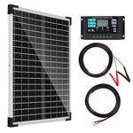 TBER Solar Panel Kit 25W 12V, Solar Battery Charger with 10A Charge Controller and Extension Cables with Battery Clips O-Ring Terminal for Car Motorcycle RV Marine Boat Camper Other Off Grid System