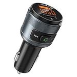 (Upgraded New Version) Bluetooth FM Transmitter for Car, Wireless Radio Transmitter Adapeter Car Kit, Dual USB Ports, QC3.0 Quick Charging, Hands Free Calling, Support USB Flash Drive Music Play