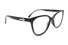 Fads & Fashions Stylish Cat Eye Oversized Reading Glasses Retro 1950/60s Metal Hinges DX61 (Black, 1.5)