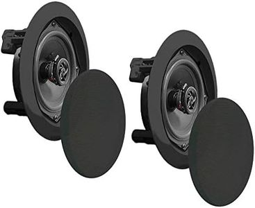 Pyle Ceiling Wall Mount Speakers - 5.25” Pair of 2-Way Midbass Woofer Speaker 1'' Polymer Dome Tweeter Flush Design w/ 80Hz - 20kHz Frequency Response & 150 Watts Peak Easy Installation - PDIC51RDBK