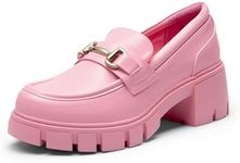 DREAM PAIRS Loafers for Women Platform Chunky Loafers Slip On Casual Shoes,Size 6.5,Pink-Pu,SDLS2321W