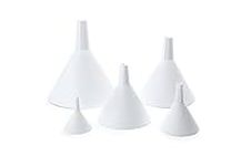 Fox Run 5300 All Purpose Plastic Funnel, Set of 5, White, Mini, Small, Medium, Large