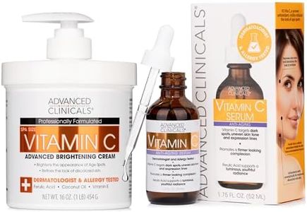 Advanced Clinicals Vitamin C Skin Care Set For Face And Body. Spa Size 16Oz Vitamin C Cream And Vitamin C Face Serum For Dark Spots, Age Spots, Uneven Skin Tone In As Little As 4 Weeks!