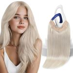 Sunny Hair Wire Hair Extensions for Women 18inch Straight Fish Line Human Hair Extensions Invisible Wire Extensions Easy to Apply White Platinum Blonde 85g