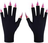 UV Gloves for Gel Nail lamp, Professional UPF50+ UV Protection Gloves for Manicures, Anti UV Fingerless Gloves for Nail Art Skin Care Protecting Hands from UV Light Harm (Black)