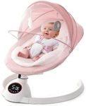 Electric Baby Swings for Infants,Baby Swing with 5-Speed 3-Seat Positions 5 Swing Speeds,with Bluetooth Music 10-Preset Melodies,Touch Screen and Remote Control,Pink