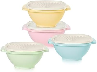 Tupperware Heritage Collection 5.25 Cup Bowl with Starburst Lid 4 Pack - Vintage Multi Color, Dishwasher Safe & BPA Free - (1.3 L)