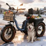 Electric Tricycle for Adults, 960W Max Rear Motor Electric Trike with 48V 648Wh Battery, 20" 6061 Aluminum Folding Ebike Frame, 55 Miles Range Cargo Tricycle with Large Basket, 20MPH 3 Wheel Alaskan A