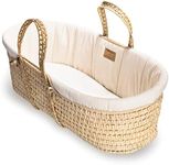 Clair de Lune | Organic Palm Moses Basket Baby Bassinet | Natural Palm Basket, Organic Dressing, Natural Bamboo Mattress, Moses Basket Sheet | Newborn Babies Essential | Comfy Child | (Natural Cream)