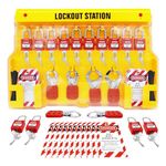 TRADESAFE Lockout Tagout Station with Loto Devices - 14 Pack Safety Lock Set, 6 Hasps, 40 Do Not Operate Tags, Lock Out Tag Out Kit Board, Lockout Safety Supply for OSHA Compliance