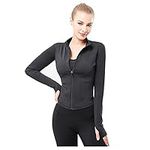 YICHEN Women's Yoga Jacket Long Sleeve Slim Fit Casual Yoga Sports Running Tops With Full Zip