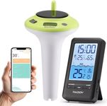 Raddy PT-5 Wi-Fi Pool Thermometer, Wireless Smart Floating Sensor with Indoor Console, APP Remote Monitoring, IPX8 Waterproof, Solar & USB-C Rechargeable, for Hot Tub Spa Swimming Pool Tank Aquarium