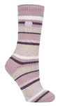 HEAT HOLDERS - Ladies Thermal Socks for Winter | Outdoor & Indoor Socks | Cuddly & Fluffy | Gifts for Women (4-8 UK, Cabin Fever Multi Twist Stripe)