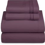 KAYLEN HOME 1800 TC Hotel Luxury Extra Soft Bed Sheets Set Cal-King Size Deep Pocket up to 16" - 4 Piece Bedding, Brushed Microfiber, Wrinkle Free, Shrinkage and Fade Resistant, Easy Care, Eggplant