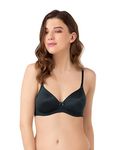 Amante Women Solid Lightly Padded Non-Wired Full Coverage Seamless Detachable Straps, Lightweight, Microfiber Fabric, Breathable Smooth Cups Smooth Charm T-Shirt Bra - BRA10606 (Black) (34C)