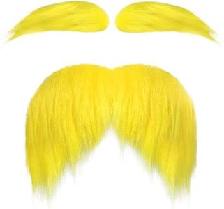 Luvfamday Yellow Mustache and Eyebrows Cosplay Costume Accessories Funny Party Favors Men Women (Yellow)