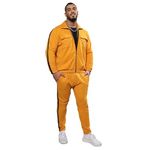 Instafab Plus Men's Mustard Yellow Zip-Front Tracksuit Set With Flap Pocket For Casual Wear | Point Collar | Long Sleeve | Zipper Closure| Tracksuits Crafted With Comfort Fit For Everyday Wear