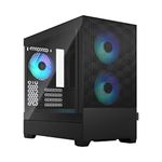 Fractal Design Pop Mini Air RGB Black - Tempered Glass Clear Tint - Honeycomb Mesh Front – TG side panel - Three 120 mm Aspect 12 RGB fans included – mATX High Airflow PC Gaming Case