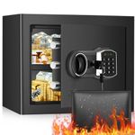 1.6 Cub Home Safe Fireproof Waterproof, Fireproof Safe Box with Fireproof Money Bag, Digital Keypad Key and Removable Shelf, Personal Security Safe for Home Firearm Money Medicines Valuables