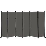 MAYOLIAH 6 Panel Folding Privacy Screen, 10 ft. Wide Partition Room Divider Portable Office Walls Dividers Room Separator for Home Office, Grey