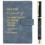 Sinmoe Employee Appreciation Gift Leather Notebook and Pen Set Inspirational Personalised Stationery Gift Set for Women Employee Volunteer Team Colleague Coworker Men Teacher Office (Blue)