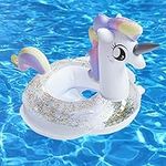 SIXVALA Inflatable Unicorn Pool Float with Glitters, Kids Fun Beach Floaties Unicorn Raft Pool Toys Summer Party Swimming Ring for Toddlers Kids (2-6 Years Old Kid)