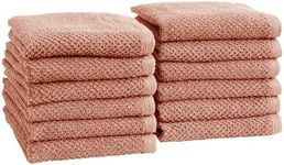Great Bay Home Pink Washcloth- 100% Cotton 12-Pack 13x13 Wash Cloth - Absorbent, Quick-Drying, Durable Face Towels for Bathroom Decor - Low-Twist, Two-Ply Fibers (Dusty Rose)