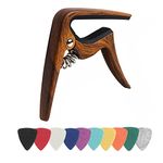 Ukulele Capo for Soprano, Concert, Tenor, Baritone Ukulele with felt picks(Walnut) (Walnut, Ukulele)