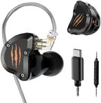 Rythflo in Ear Monitors Headphones, HiFi Wired Earbuds with 1BA+1DD, Type-C with Microphone Earphone, IEM Headset with Detachable Recessed 2Pin Cable for Gaming, Musicians, Singer