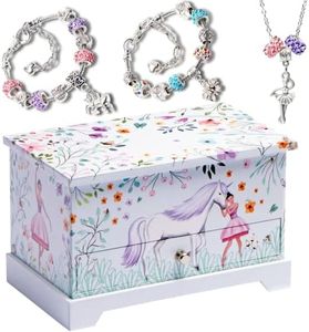 Ballerina Unicorn Jewellery Box for Girls & Little Girls Jewellery Box - Kids Jewellery and Girls Music Box - Musical Girls Jewellery Box Organiser