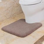 VANZAVANZU Toilet Contour Rug 20"x24" U-Shaped, Ultra Soft & Non Slip Absorbent Fluffy Thick Microfiber Machine Washable, Component of The Bathroom Floor Mats Set with Waterproof Backing (Taupe)