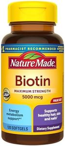 Nature Made Maximum Strength Biotin Value Size Liquid Softgel, 5000 mcg, 120 Count