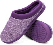 HomeTop Women's Knit Memory Foam Slippers Warm Soft House Shoes with Anti-slip Sole (5-6, Purple)