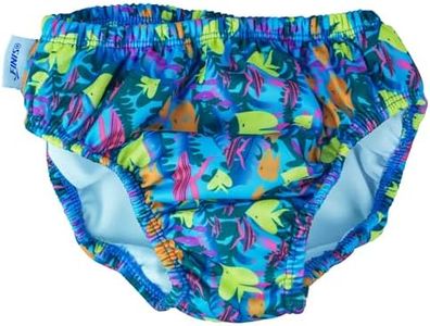 FINIS Reusable Swim Diaper for Babies - Snap Closure - UPF 50 & Up Sun Protection - Leak-Resistant Fit - Fish - XL