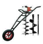 DVI 63CC Trolley Earth Auger Machine with 2 Stroke Petrol Engine for Fencing, Plantation & Digging Holes | Trolley Earth Auger Can Dig Holes in Every Type of Soil (with 6" INCH BIT + 12" INCH BIT)