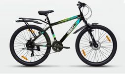 Hero Sprint Next 26" Bicycle - 21-Speed Shimano Gears, Dual Disc Brakes, and Integrated Carrier (Orange/Green)