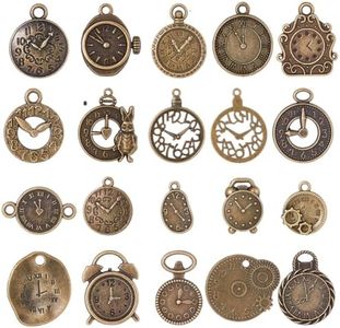 SUNNYCLUE 1 Scatola 2 Set 40 Pezzi Ciondoli Quadrante Orologio Ciondoli Steampunk Sfusi Bronzo Anticato Orologio retrò Ingranaggio Ruota Dentata Orologi Rotondi Punk A Vapore Fascino per La Creazione