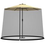 COSTWAY 2.7M-3M(9FT-10FT) Patio Umbrella Mosquito Netting, Height and Diameter Adjustable Offset Parasol Table Screen with Zipper Door and Water Tubes at Base, Outdoor Camping Canopy Net Cover