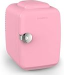 CROWNFUL Mini Fridge, 4 Liter 6 Can Portable Cooler and Warmer, Personal Fridge for Skin Care, Cosmetics, Food, Great for Bedroom, Office, Car, Dorm, ETL Listed (Pink) [Energy Class A]