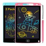 Exryhon 2 Pack LCD Writing Tablet,Colorful Electronic Drawing Tablet for Kids,Reusable Doodle Board for 3~6 Years Boys and Girls,Birthday Gifts, Learning Toys Gifts,8.5 Inch,Pink and Blue