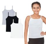 YouGotPlanB Inner Padded Camisoles/Slip for Girls | Multicolour Colors | Regular Fit | Cotton Blend | Soft & Stretchy | Beginners/Teenager Camisole for Puberty | 8-14 Years | Combo Pack of 3