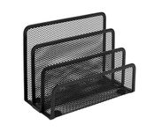 OSCO Black Wiremesh Letter Holder | Mail Sorter | Post Rack | Envelope Organiser | Document Stand | Desk File Storage | Display Slots | H13.4 x W17.5 x D8 cm |