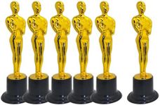 Zugar Land Gold Award Trophies (6 Pack) (6 Inches) Bulk Golden Plastic Statues. Standing Man Award Holding a Large Star Trophy for Movie Sport Ceremony Birthday Prize (Gold Award Trophy, 6)